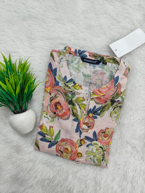 LINEN SHORT SLEEVE KURTIS 0041