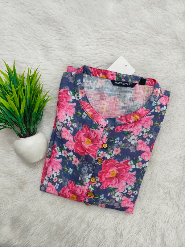 LINEN SHORT SLEEVE KURTIS 0043
