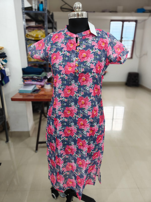 LINEN SHORT SLEEVE KURTIS 0043