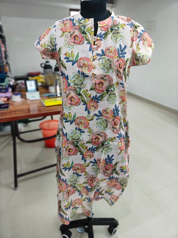 LINEN SHORT SLEEVE KURTIS 0041