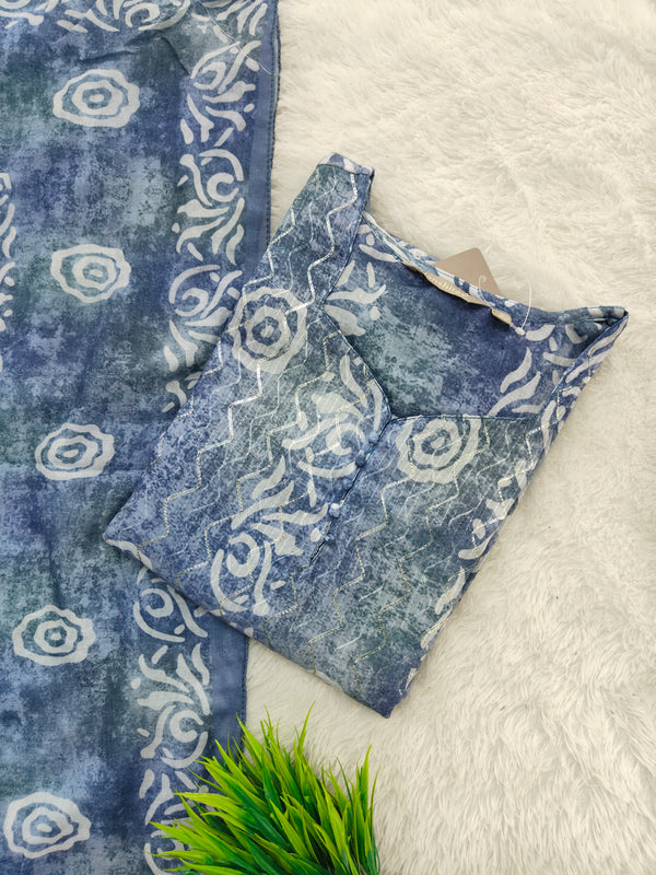 BATIK PRINTED MUL COTTON (KURTI + DUPATTA SETS )0163