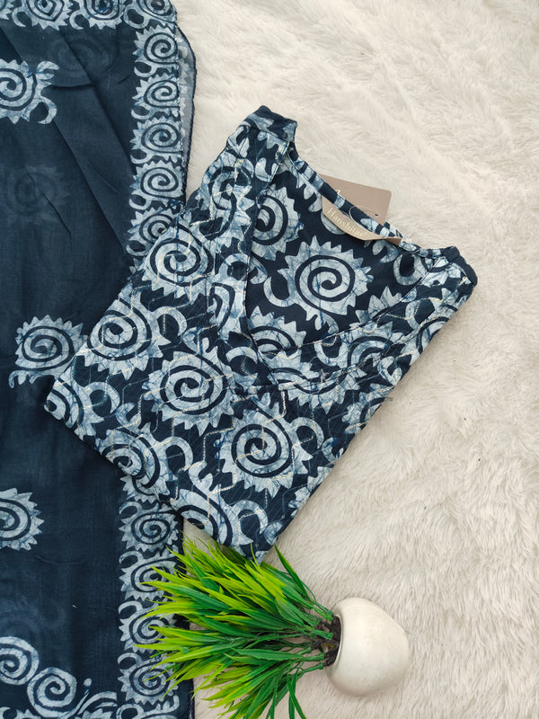 BATIK PRINTED MUL COTTON (KURTI +DUPATTA SETS ) 0165