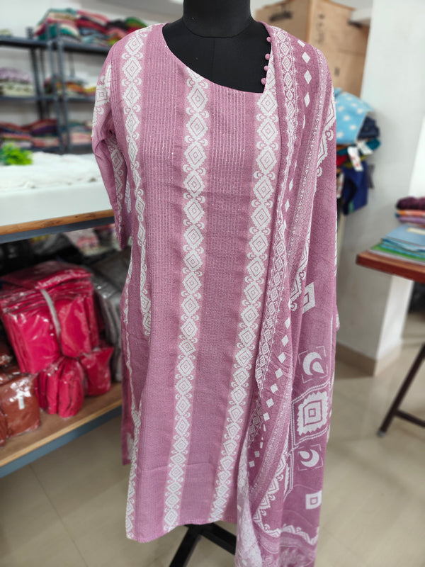 BATIK PRINTED MUL COTTON (KURTI +DUPATTA SETS) 0160