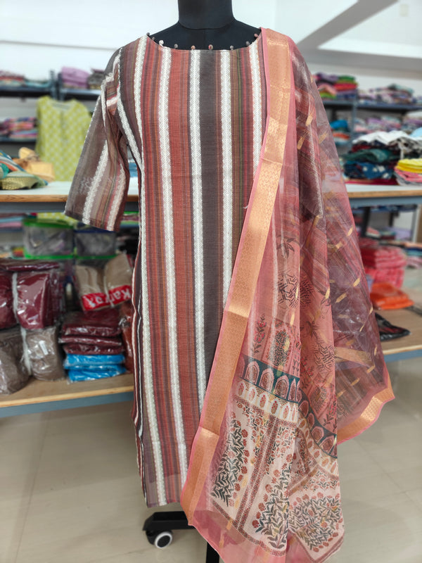 CHANDERI SILK KURTI + DUPATTA 0254