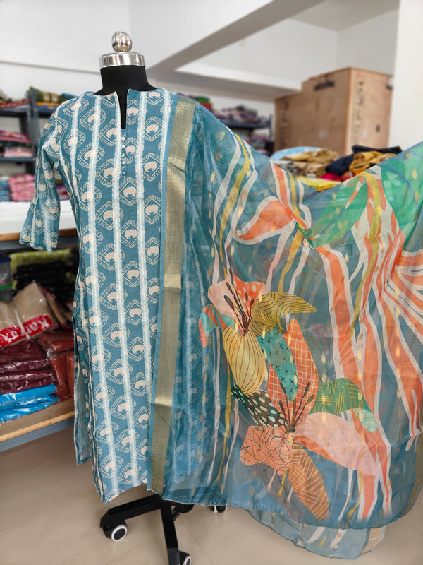 CHANDERI SILK KURTI + DUPATTA 0253