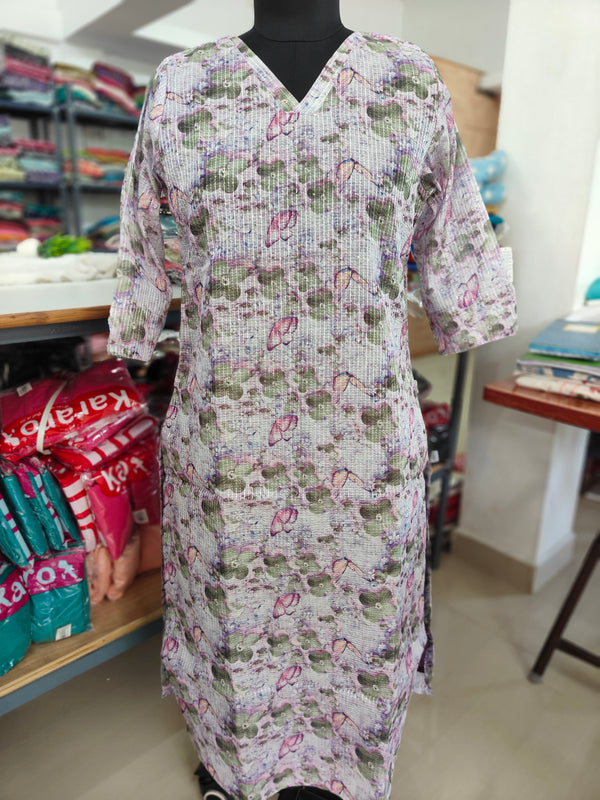 PREMIUM CHANDERI SEQUENCE WORK KURTIS 0350
