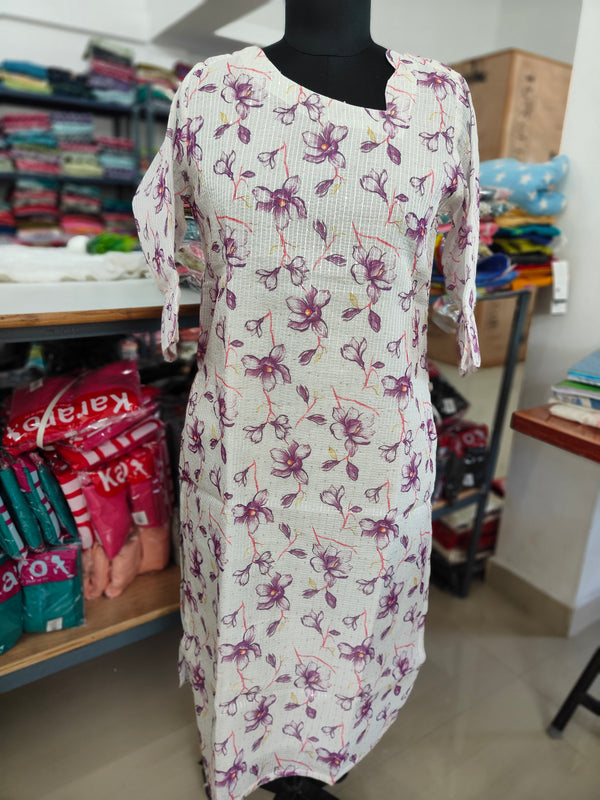 PREMIUM CHANDERI SEQUENCE WORK KURTIS 0349