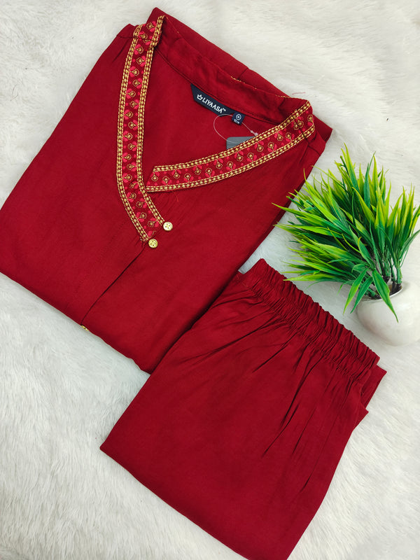 PREMIUM VACTICAN SILK KURTI +PANT SET 0380