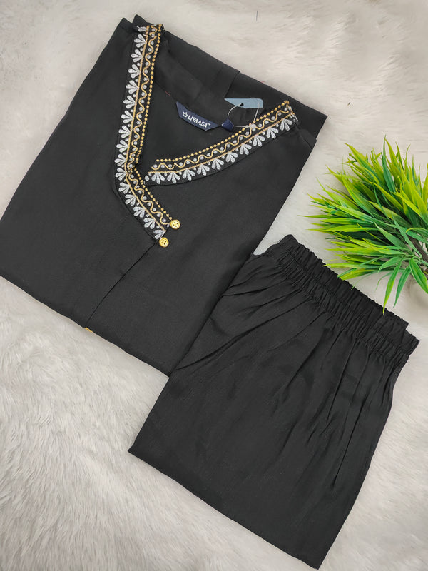 PREMIUM VATICAN SILK KURTI +PANT SET 0380