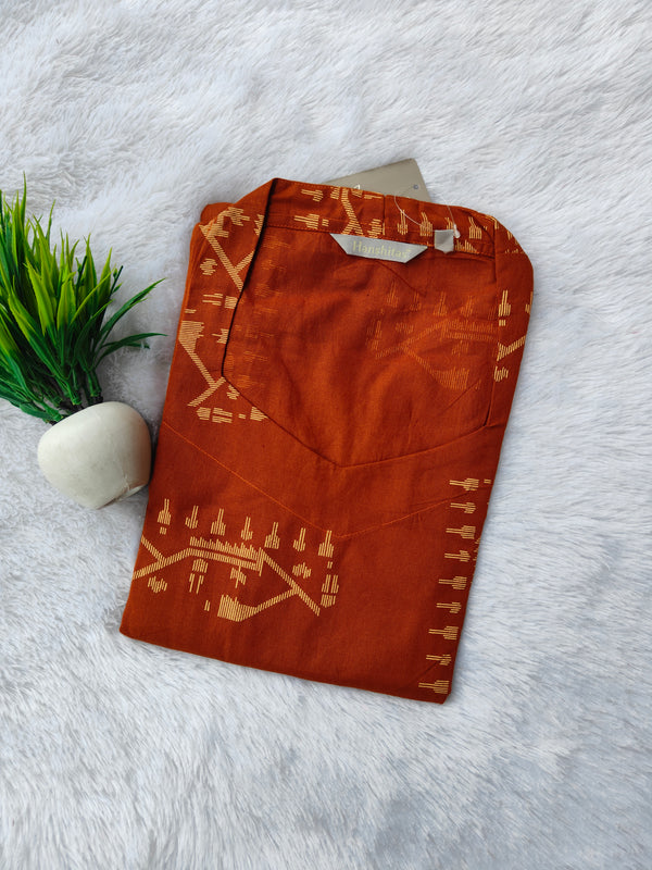 PREMIUM FLEX COTTON  KURTIS RUST ORANGE 0463