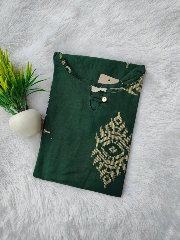 PREMIUM FLEX COTTON  KURTIS BOTTLE GREEN 0463