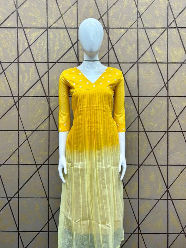 Mul Chanderi Cotton Kurtis With embroidery 0473
