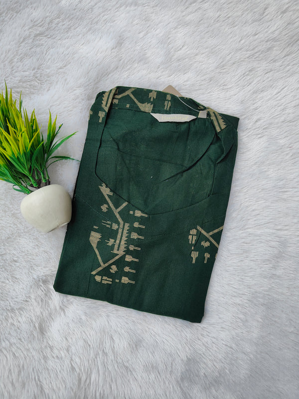 PREMIUM FLEX COTTON  KURTIS BOTTLE GREEN 0463