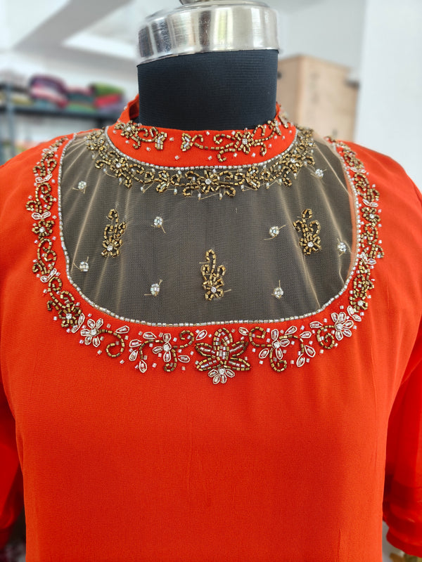 Party Wear Jewel neck kurtis 0473
