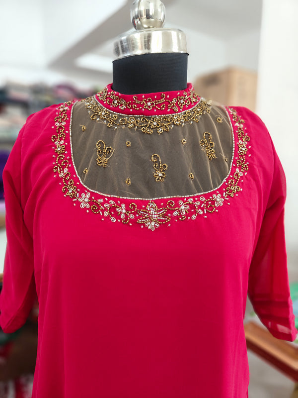 Party Wear Jewel neck kurtis 0473