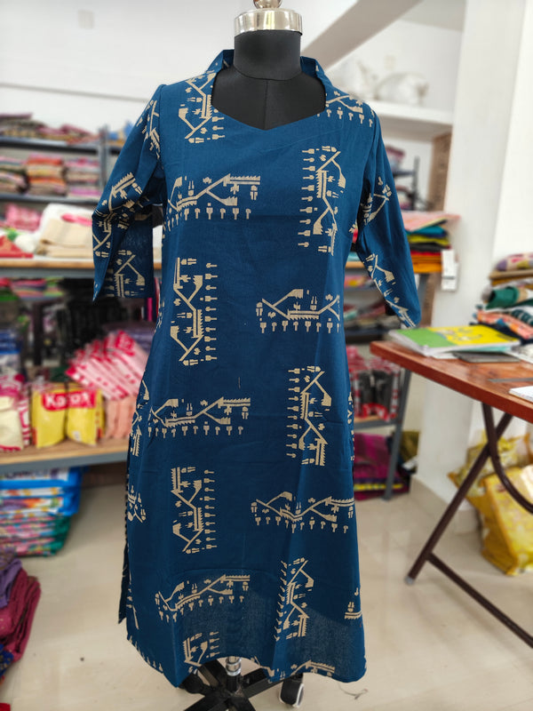 PREMIUM FLEX COTTON  KURTIS TEAL BLUE 0463