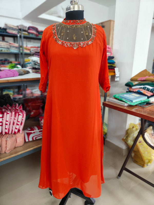 Party Wear Jewel neck kurtis 0473