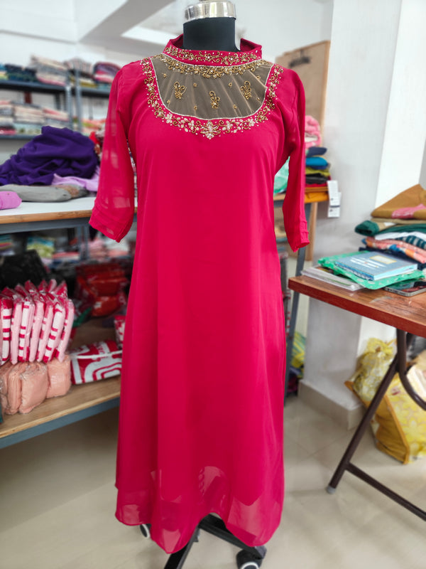 Party Wear Jewel neck kurtis 0473