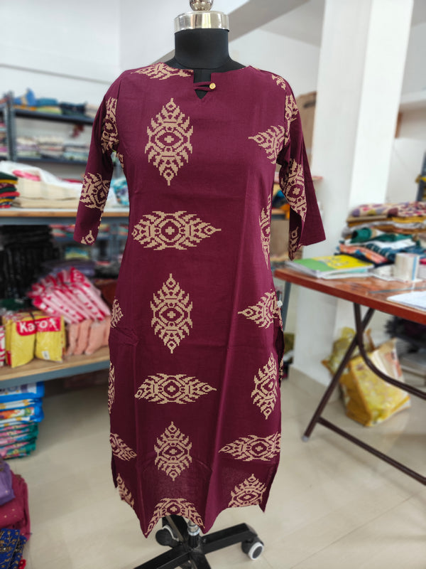 PREMIUM FLEX COTTON  KURTIS WINE 0463