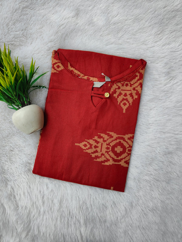 PREMIUM FLEX COTTON  KURTIS RED  0463