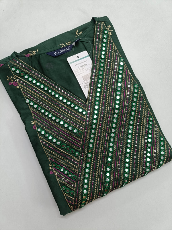 PREMIUM SILK V NECK ANARKALI KURTIS 0457