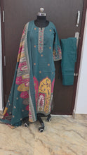 TEAL BLUE HANDWORK PREMIUM JAIPUR COTTON SALWAR SETS 0537