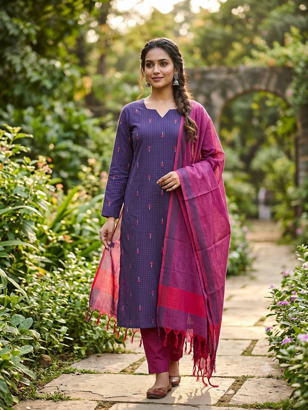 SOUTH COTTON CHECKED SALWAR SETS 0660