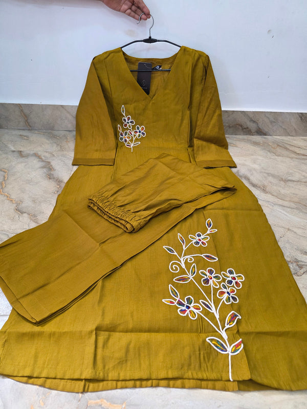 LEAF THREAD EMBROIDERED VATICAN SILK CO-ORD SETS 0562