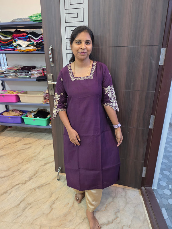 WINE PREMIUM DESIGNER ETHNIC WEAR KURTIS 0490