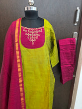 HANDLOOM RAW SILK KOLAM EMBROIDERED SALWAR SETS 2222