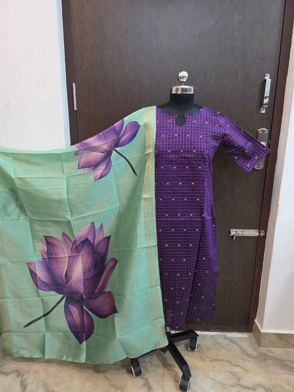 RAW SILK KURTI WITH DUPATTA 0604