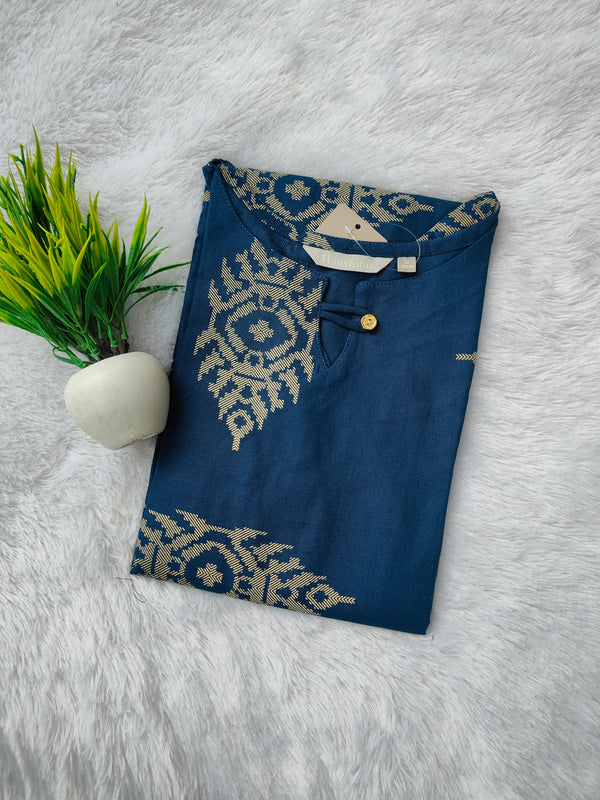 PREMIUM FLEX COTTON  KURTIS TEAL BLUE 0463