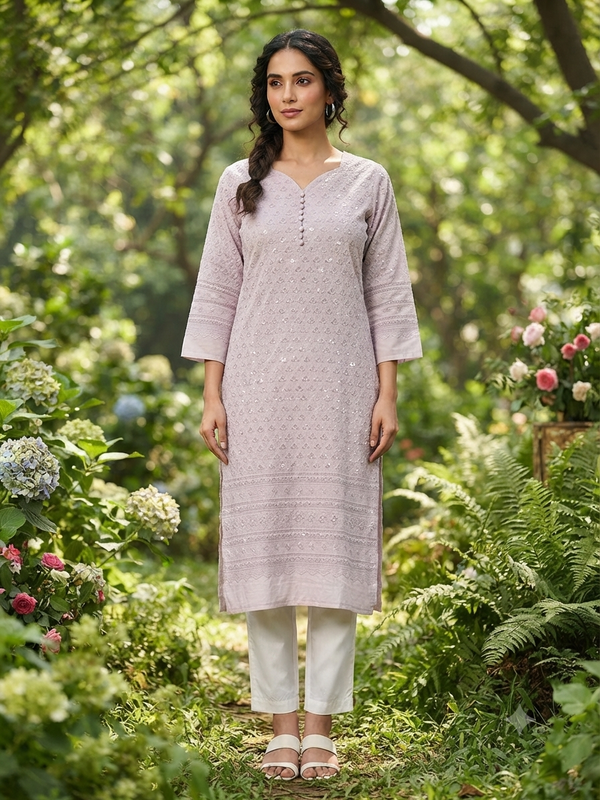 CHIKANKARI KURTIS PINK 0605