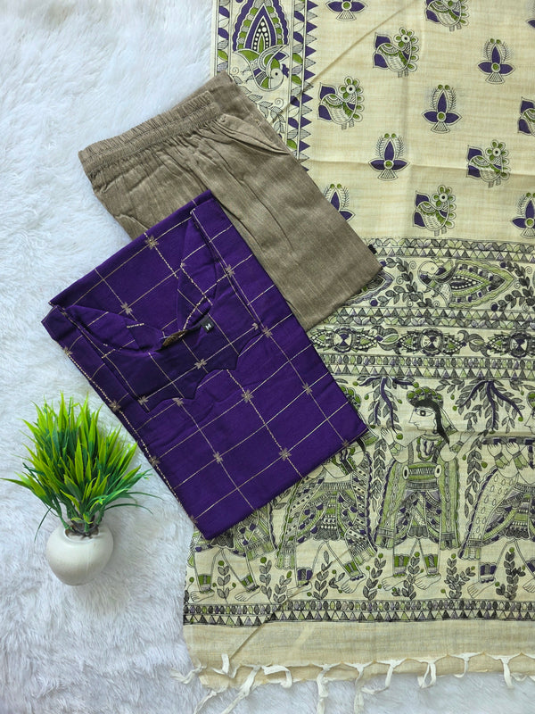 RAW SILK WITH MADHUBANI INSPIRED SALWAR 0652