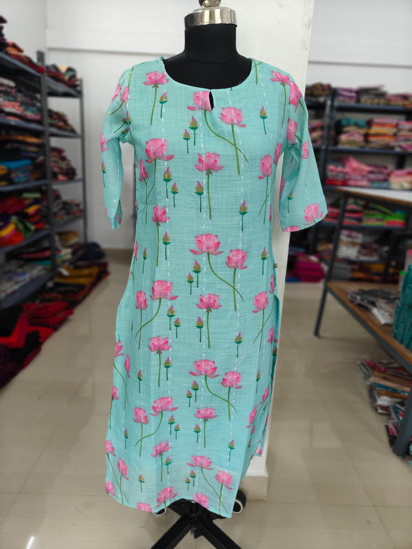 TRENDING LINEN BUBBLE KURTIS 0455