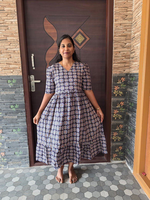 NAVY BLUE COTTON MAXI DRESS 0550