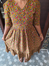 MUSTARD KALAMKARI DESIGN COTTON MAXI DRESS 0550