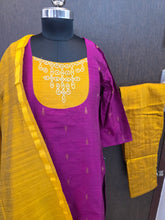 MAGENTA HANDLOOM RAW SILK KOLAM EMBROIDERED SALWAR SETS 2222