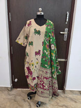 HAND PAINTED KALAMKARI COTTON KURTI +DUPPATTA 0561