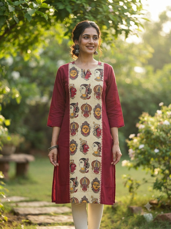 KALAMKARI THEMED BERLIN SILK KURTIS 0615