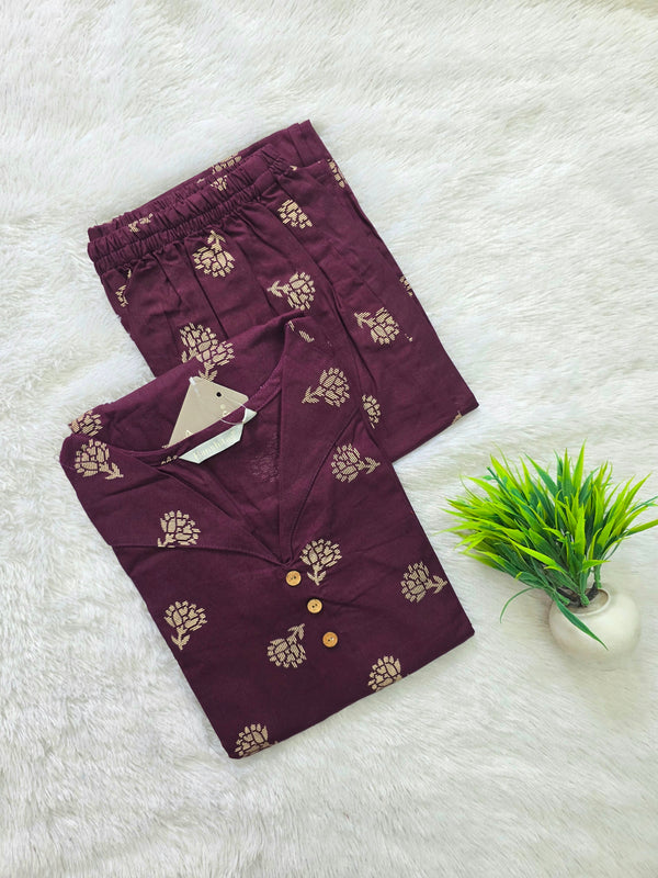 WINE PREMIUM FLEX COTTON CO-ORD SETS 0618