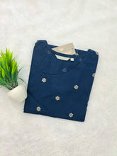 SCALLOPED PREMIUM FLEX COTTON KURTIS BLUE 0599