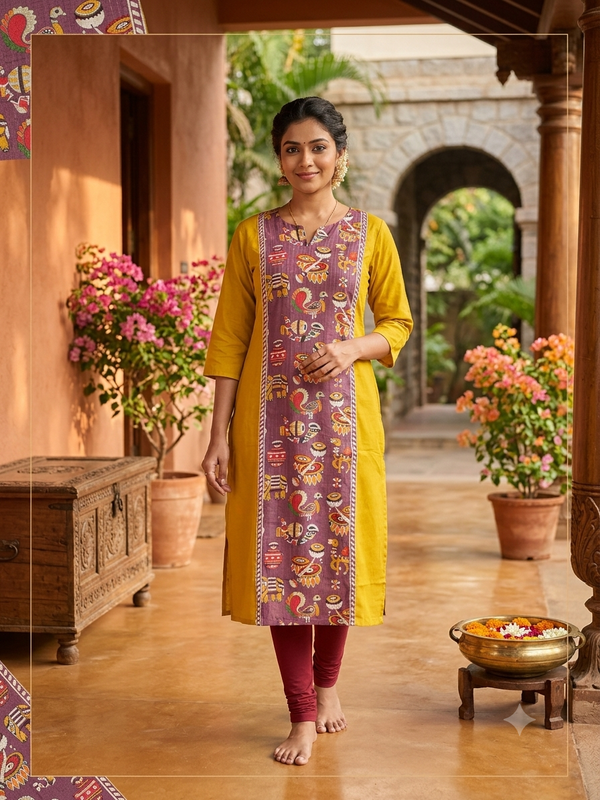 KALAMKARI THEMED BERLIN SILK KURTIS 0615