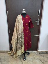 RAW SILK KURTI WITH MADHUBANI DUPATTA 0622