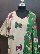 HAND PAINTED KALAMKARI COTTON KURTI +DUPPATTA 0561