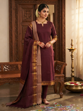 PREMIUM HANDLOOM KANCHI COTTON KURTI WITH DUPATTA 0619