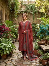 HANDWORK JAIPUR COTTON 3 PIECE SALWAR SETS 0537