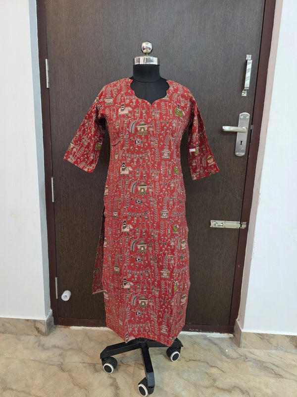 HAND CRAFTED PREMIUM KALAMKARI KURTIS 0482