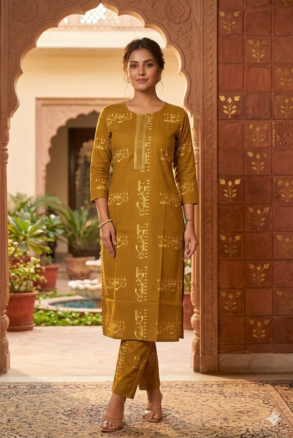 MUSTARD PREMIUM  FLEX COTTON CO-ORD SETS 0510