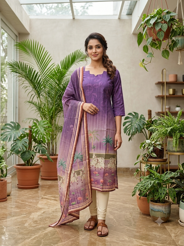 PREMIUM TUSSAR SILK KURTI +DUPPATTA 0658